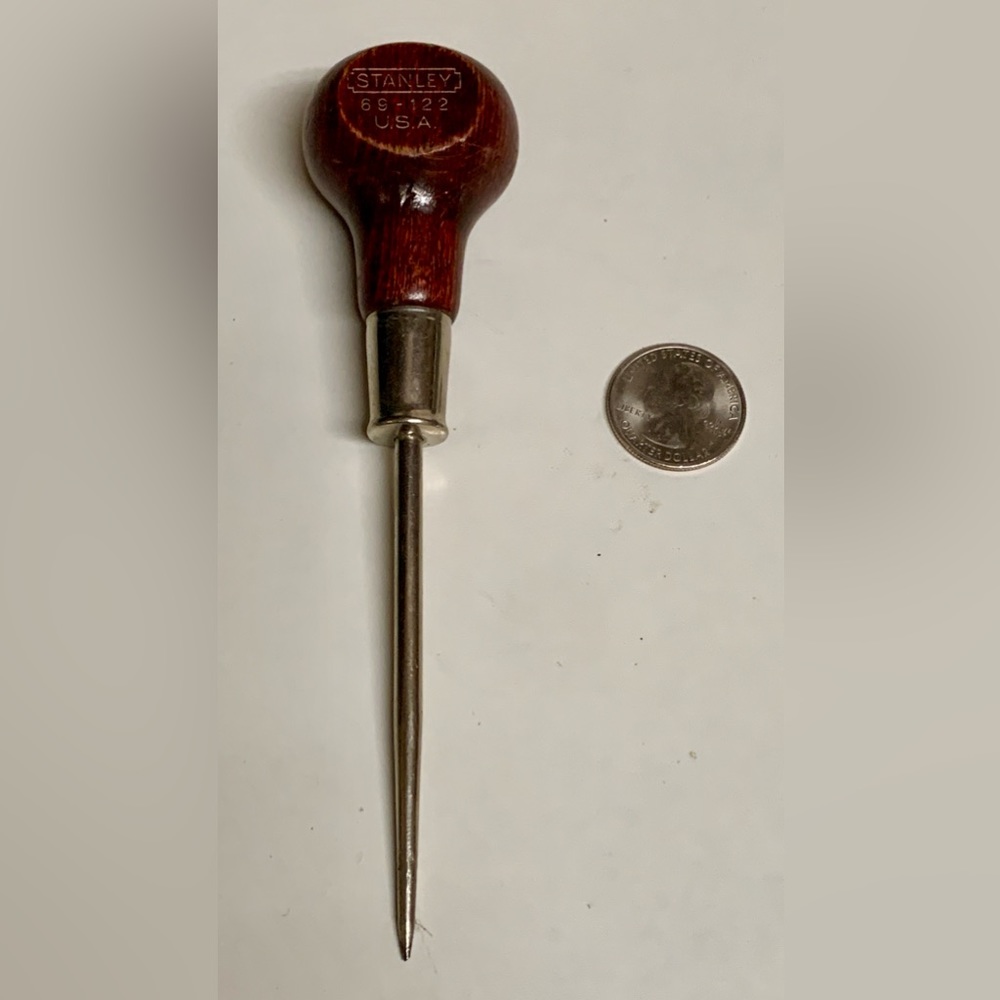 Vintage Stanley Wooden Handled Scratch Awl 69-122 6 1/16" Blade